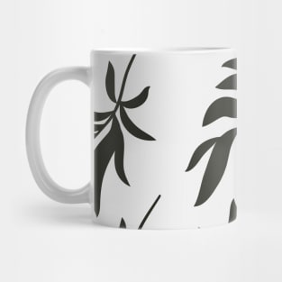 Black White Simple Botanical Tropical Leaves Mug